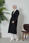 Şal Yaka Dabıl Trençkot-Siyah