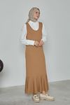 Eteği Volan Saçörgü Jile-Camel