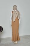Eteği Volan Saçörgü Jile-Camel