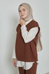 V Yaka Burgu Süveter-Kahve