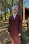 Önü Düğmeli Hırka-Kahve