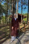 Önü Düğmeli Hırka-Kahve
