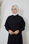 Çift Cep Kapaklı Scuba Tunik-Siyah