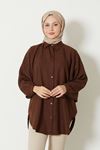 Reglan Kol Keten Tunik-Kahve