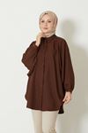 Reglan Kol Keten Tunik-Kahve