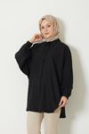Reglan Kol Keten Tunik-Siyah