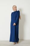 Omuz Fırfır Detay Krep Elbise-İndigo