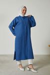 Keten Uzun Tunik-İndigo