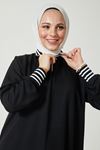 Fermuar Detay Ribanalı Tunik-Siyah