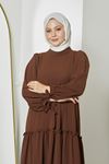 Kat Kat Bible Detay Elbise-Kahve