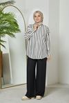 Geniş Paça Keten Pantolon-Siyah