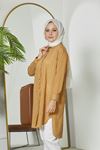 Arka Roba Detay Naylon Viskon Tunik-Karamel