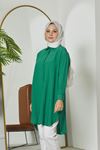 Arka Roba Detay Naylon Viskon Tunik-Mint