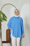 Önü Düğmeli Ayrobin Tunik-İndigo