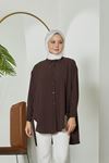 Önü Düğmeli Ayrobin Tunik-Kahve