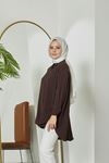 Önü Düğmeli Ayrobin Tunik-Kahve