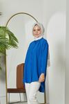 Önü Düğmeli Ayrobin Tunik-Saks
