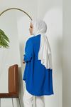 Önü Düğmeli Ayrobin Tunik-Saks