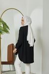 Önü Düğmeli Ayrobin Tunik-Siyah