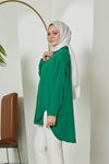Önü Düğmeli Ayrobin Tunik-Zümrüt Yeşili