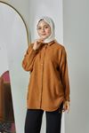 Yan Bağcıklı Keten Tunik-Taba