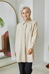 Sivri Yaka Keten Tunik-Taş