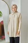 Sivri Yaka Keten Tunik-Taş