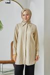 Sivri Yaka Keten Tunik-Taş