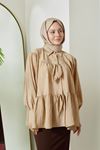 Fiyonk Detay Katlı Tunik-Karamel