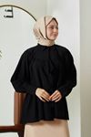 Fiyonk Detay Katlı Tunik-Siyah