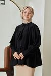 Fiyonk Detay Katlı Tunik-Siyah