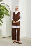 Süveter Detay İkili Takım-Kahve