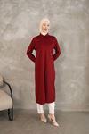 Yırtmaç Detay Uzun Tunik-Bordo