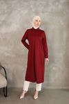 Yırtmaç Detay Uzun Tunik-Bordo