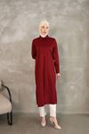 Yırtmaç Detay Uzun Tunik-Bordo