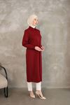 Yırtmaç Detay Uzun Tunik-Bordo