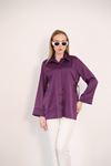 Gizli Pat Saten Tunik-Mor
