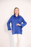 Gizli Pat Saten Tunik-Saks