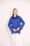 Gizli Pat Saten Tunik-Saks