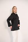 Gizli Pat Saten Tunik-Siyah