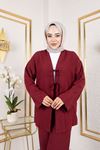Ön İki Bağcıklı PantolonluTakım-Bordo