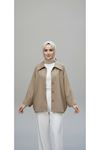 Casual Relax Fit Giy Çık Bondit Hırka-Bej