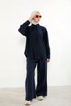 Arka Fermuar Detay Pantolonlu Takım-Lacivert