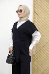 Yan Bağlamalı Yelekli DabılTakım-Siyah