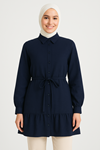 Etek Fırfır Detay Tunik-Lacivert