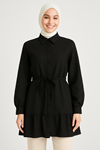 Etek Fırfır Detay Tunik-Siyah