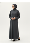 Reglan Kol Contalı Elbise-Antrasit
