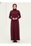 Reglan Kol Contalı Elbise-Bordo