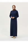 Reglan Kol Contalı Elbise-Lacivert