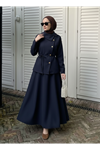 Çapraz Düğmeli Etekli Takım-Lacivert